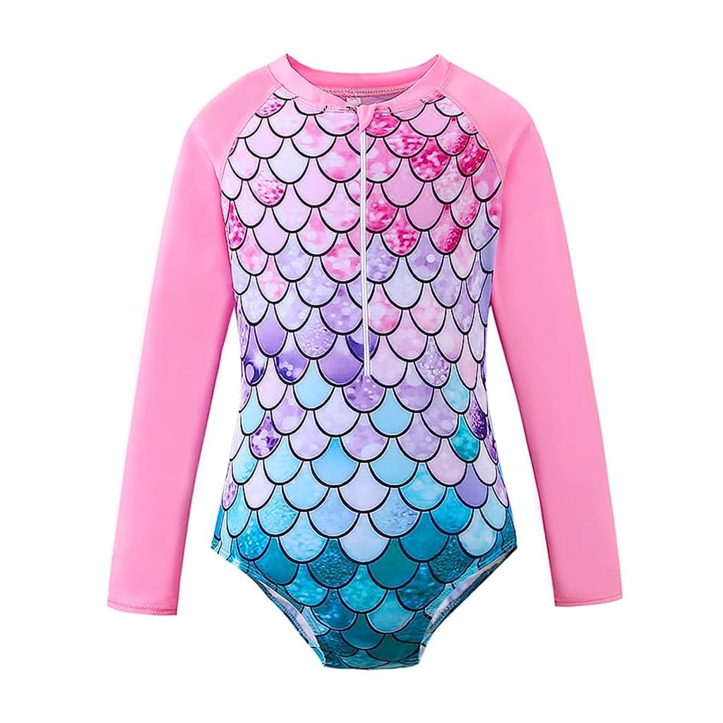 PALAY Swimming Costume for Girls, One Piece Mermaid Swim Suit for Kids Girls, Long Sleeve Stretchy Swimming Suit Swimsuits Beach Wear Swimwear for 5-6 Years Old Bathing Suit PALAY Swimming Costume for Girls, One Piece Mermaid Swim Suit for Kids Girls, Long Sleeve Stretchy Swimming Suit Swimsuits Beach Wear Swimwear for 5-6 Years Old Bathing Suit